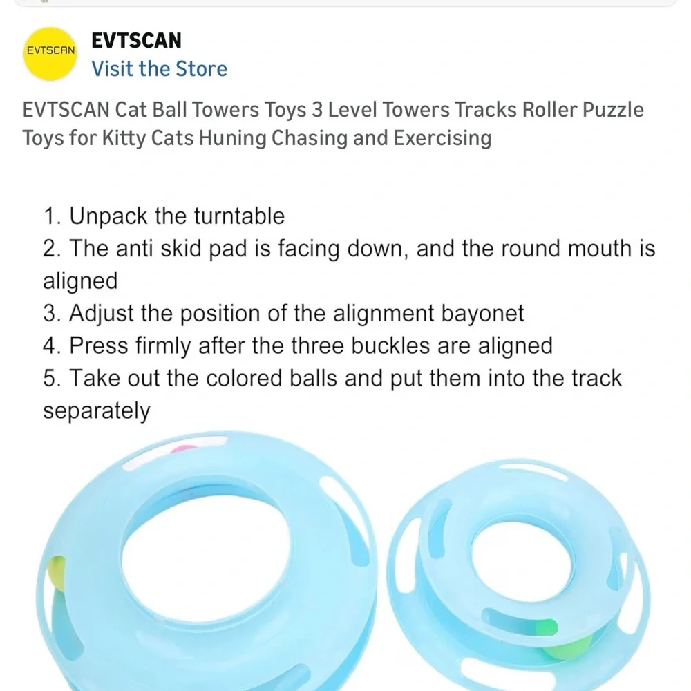 🩵 Interactive 3 Tier Blue Cat Toy with Balls